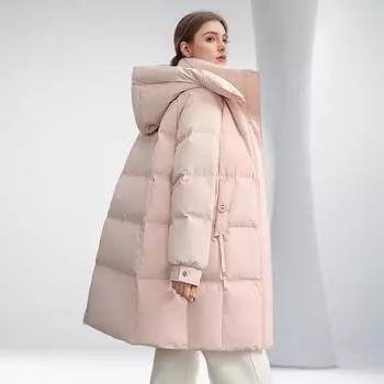 Женская зимняя куртка 2024 года, новая зимняя женская однотонная утепленная теплая длинная хлопковая куртка, женская повседневная парка с капюшоном, пальто M розовый