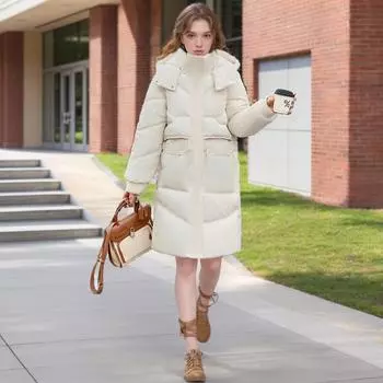 Женская зимняя куртка 2024 года, зимняя женская длинная хлопковая куртка, женская однотонная повседневная парка, пальто, женская утепленная стеганая куртка M красный