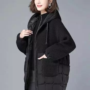 Женская зимняя куртка больших размеров с подкладкой и утолщением, теплая, средней длины, свободная куртка с капюшоном 4XL