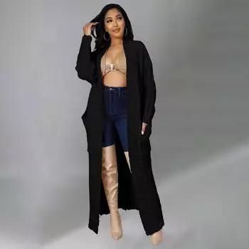 Женская зимняя куртка больших размеров с утолщенной подкладкой и длинной талией, свободный теплый вязаный кардиган, пальто XXS