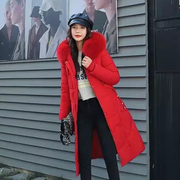 Женская зимняя куртка больших размеров с длинным утепленным пухом, с капюшоном, на молнии, свободная верхняя одежда 4XL