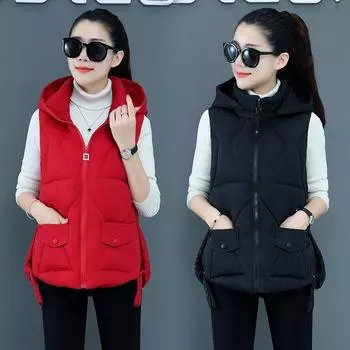 Женская зимняя куртка больших размеров с утолщенной подкладкой, теплая верхняя одежда, короткая, облегающая, повседневная, удобная, с капюшоном, без рукавов 3XL