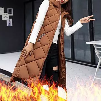 Женская зимняя куртка больших размеров, теплая, повседневная, однотонная, свободная, без рукавов, с капюшоном, средней длины, кардиган 3XL