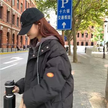 Женская зимняя куртка из хлопка с пухом, дизайн «два в одном», 2025, новая, свободного кроя, утолщенная, куртка-«булочка», куртка с капюшоном S