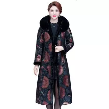 Женская зимняя куртка из искусственной кожи с мехом, двухсторонняя одежда, ветрозащитное пальто с большим карманом, женская верхняя одежда, пальто XL чёрный/красный