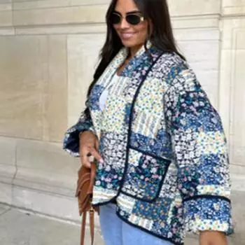 Женская зимняя куртка из плюшевого хлопка - новый свободный крой, универсальный топ Medium синий