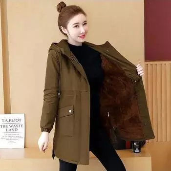 Женская зимняя куртка из утолщенного бархата большого размера с подкладкой, длинное пальто для улицы, теплый топ XXXXL
