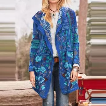 Женская зимняя куртка New Temperament Commuter Print Casual с длинным рукавом для женщин S