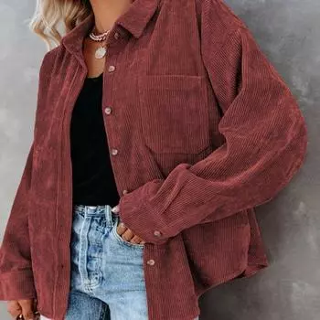 Женская зимняя куртка, пальто с длинными рукавами, вельветовая одежда, осенняя одежда для женщин, модная однотонная повседневная блузка с верхом и лацканами, женская 23996 S орион