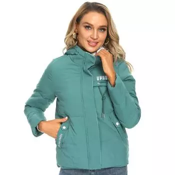 Женская зимняя куртка-парка с капюшоном, толстая пуховая парка с хлопковой подкладкой, короткое пальто, тонкая теплая верхняя одежда M зелёный