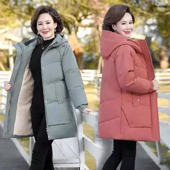 Женская зимняя куртка-пуховик с хлопковой подкладкой и капюшоном из флиса, толстые парки, теплое свободное длинное пальто, зимнее пальто свободного покроя XXXXL чёрный