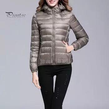 Женская зимняя куртка-пуховик с капюшоном и карманами на молнии, однотонная укороченная куртка с длинными рукавами и подкладкой на молнии S кирпич красный