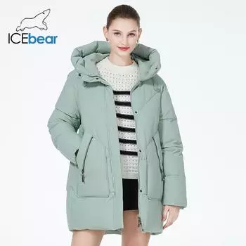 Женская зимняя куртка-пуховик средней длины, повседневное ветрозащитное хлопковое пальто с капюшоном, теплая парка, женская одежда 42 мох салатовый