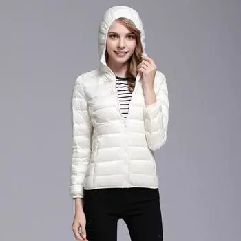 Женская зимняя куртка-пуховик Yousheng с капюшоном и карманами на молнии, однотонная, с застежкой-молнией, с подкладкой, большого размера, с длинными рукавами, легкая, облегающая куртка M чёрный