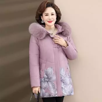 Женская зимняя куртка-пуховик, женское пальто, модная свободная теплая парка с капюшоном, женская толстая вышитая длинная куртка из хлопка-пуховика L синий