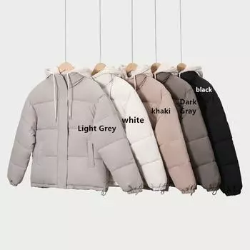 Женская зимняя куртка с хлопковой подкладкой Fake Two и свободное хлопковое пальто с капюшоном и мягкой подкладкой M белый