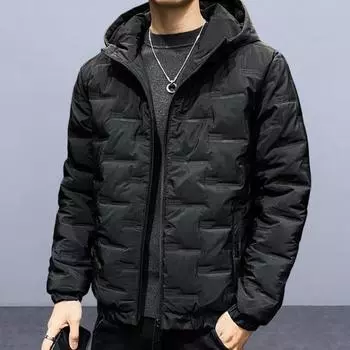 Женская зимняя куртка с капюшоном, длинными рукавами, эластичным подолом, боковыми карманами, однотонная, на молнии по всей длине L серый/зелёный