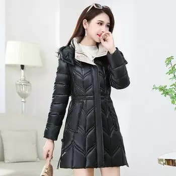 Женская зимняя куртка с капюшоном, хлопковое пальто, парки, верхняя одежда средней длины для мам, модные пальто XXXXXXL белый