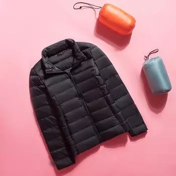 Женская зимняя куртка-стойка с воротником-стойкой, тонкий легкий повседневный пуховик с длинным рукавом, S-7XL S