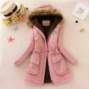 Женская зимняя куртка, теплая куртка из искусственного меха с капюшоном, повседневное пальто с длинными рукавами, плюс размер, хлопок S красный