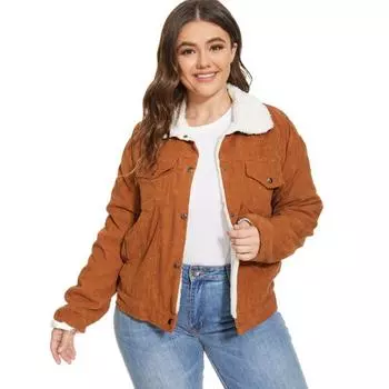 Женская зимняя куртка, толстые пальто, модные вельветовые куртки-бомберы, верхняя одежда S темные хаки