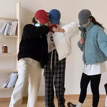 Женская зимняя куртка Yousheng, вельветовый пуховик, короткая куртка, теплое стеганое хлопковое пальто с воротником-стойкой, верхняя одежда для повседневной жизни, работы, школы S чёрный