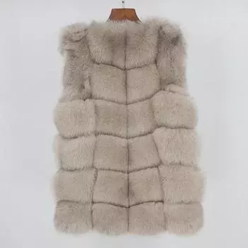 Женская зимняя мода 2023 года из натурального меха лисы, тонкая жилетка XS