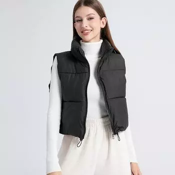 Женская зимняя мода с высоким воротом без рукавов жилет винтажный женский регулируемый подол застежка-молния верхняя одежда жилет топы M хаки