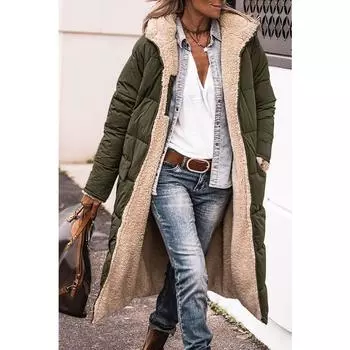 Женская зимняя модная одежда 2024 года, большие теплые длинные флисовые пальто, куртка из овечьей шерсти с обеих сторон S вино красного