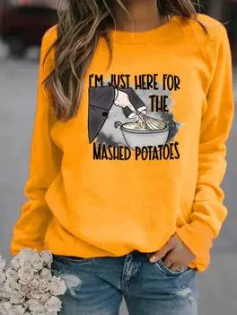 Женская зимняя модная толстовка с капюшоном с круглым вырезом и длинными рукавами, с различными популярными узорами S