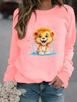 Женская зимняя модная толстовка с круглым вырезом и длинными рукавами, доступная в различных модных узорах S