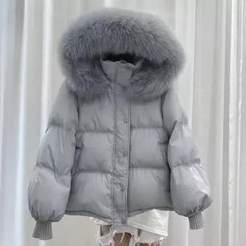 Женская зимняя новая свободная хлопковая одежда, короткий свитер, хлопковая подкладка, утолщенная куртка S