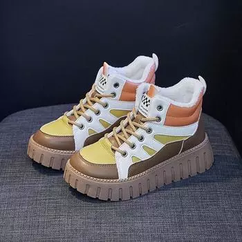 Женская зимняя обувь Comfort Plus Plus Plush Keep Warm Platform Snow Boots Женская повседневная спортивная обувь для скейтборда 35