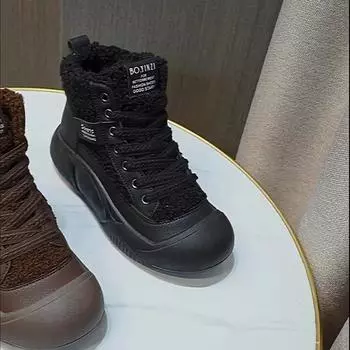 Женская зимняя обувь из плюшевого хлопка с толстой подошвой и повседневная обувь для снега 35