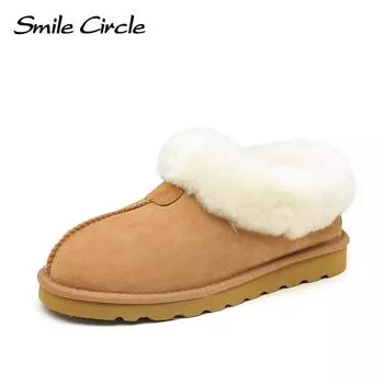 Женская зимняя обувь, классические мини-зимние сапоги из натурального овечьего меха, женская теплая шерстяная обувь Tazzlita 35 коричневый