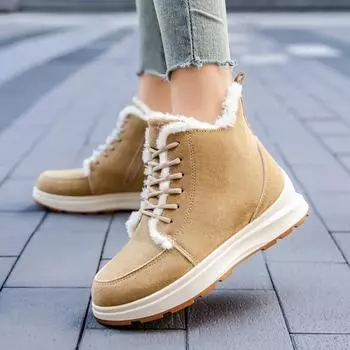 Женская зимняя обувь, высококачественные нескользящие теплые пушистые зимние сапоги 2024 года, женские зимние сапоги для активного отдыха, водонепроницаемые теплые хлопковые сапоги 36 чёрный