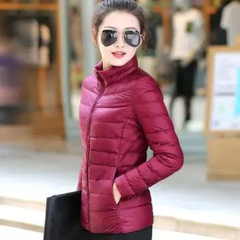 Женская зимняя одежда, базовая куртка, однотонные тонкие теплые пальто, повседневные хлопковые парки на молнии с длинными рукавами M чёрный