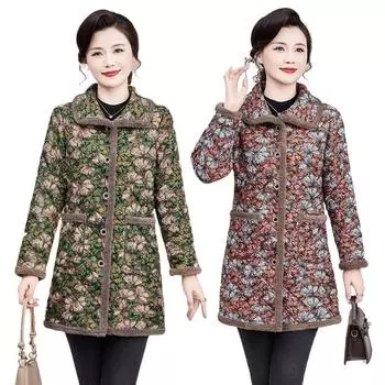 Женская зимняя одежда, новая хлопковая куртка для людей среднего и пожилого возраста с бархатом и хлопковым утеплителем, куртка средней длины из хлопка XL розовый