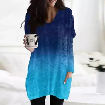 Женская зимняя одежда Женская толстовка с длинным рукавом из французского кашемира с принтом L синий