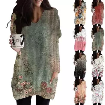 Женская зимняя одежда Женская толстовка с длинным рукавом из французского кашемира с принтом XXXL