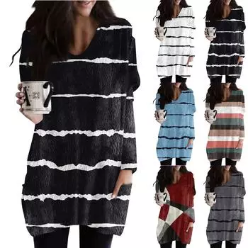 Женская зимняя одежда Женская толстовка с длинным рукавом из французского кашемира с принтом L циан