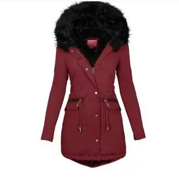 Женская зимняя однотонная куртка средней длины с капюшоном из хлопка, утолщенное теплое пальто 5XL