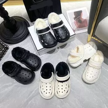 Женская зимняя однотонная простая толстая подошва мягкая теплая обувь нескользящая обувь для отдыха дома 45