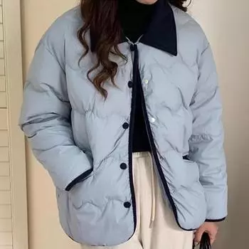 Женская зимняя однотонная свободная пуховая куртка на хлопковой подкладке, однобортное пальто M белый