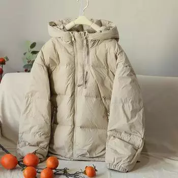 Женская зимняя однотонная свободная теплая хлопковая куртка с капюшоном, утолщенная короткая куртка XL