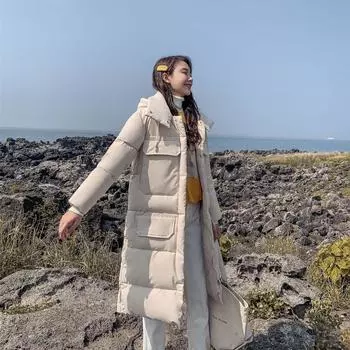 Женская зимняя однотонная теплая шикарная стеганая куртка с воротником-стойкой, пальто и верхняя одежда L белый