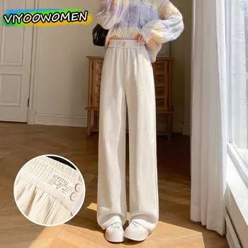 Женская зимняя осенняя одежда Плюс бархатные толстые брюки Высококачественные прямые брюки с высокой талией Вельветовые брюки для мужчин Уличная одежда M