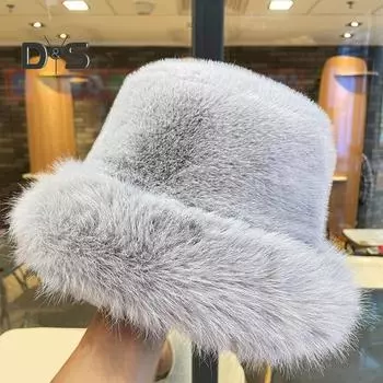 Женская зимняя панама из пушистого плюша, утолщенная, ветрозащитная, сохраняющая тепло, однотонная, купольная, из искусственного меха, рыболовная шапка для отдыха на природе серый