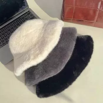 Женская зимняя панама Yousheng из плюша с короткими полями, однотонная, ветрозащитная, теплая, солнцезащитная, рыболовная кепка, головной убор для путешествий на открытом воздухе