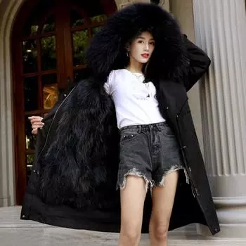 Женская зимняя парка для активного отдыха, длинная плюшевая куртка больших размеров со съемной подкладкой 5XL